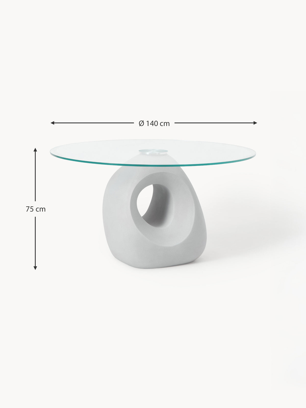 Linus Round Dining Table with Glass Top, in various sizes