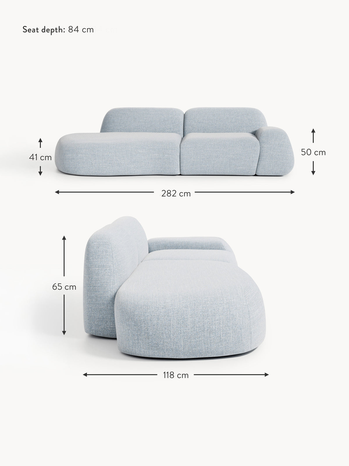 Wolke Modular Bouclé Chaise (3-seater)
