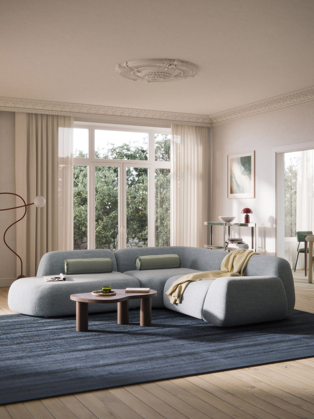 Wolke Modular Bouclé Corner Sofa (4-seater) with Chaise End
