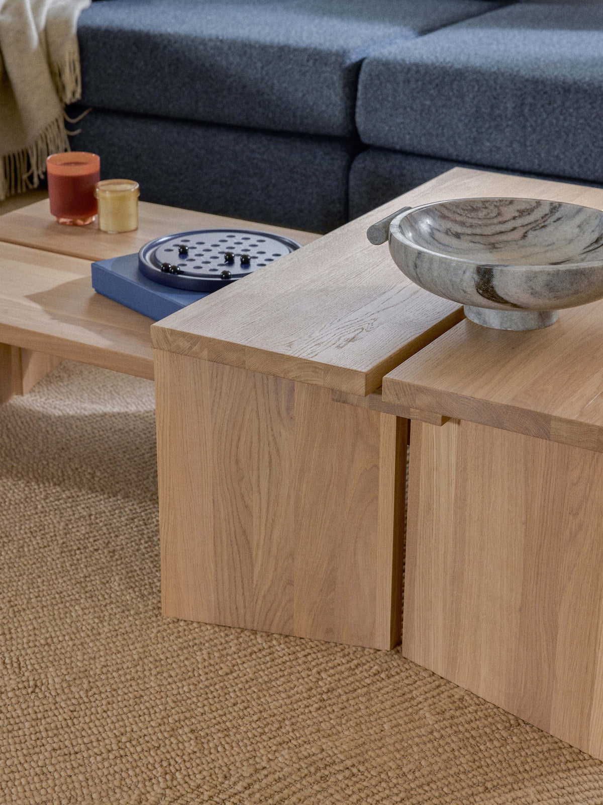 Amad Oak Wood Coffee Tables, Set of 2