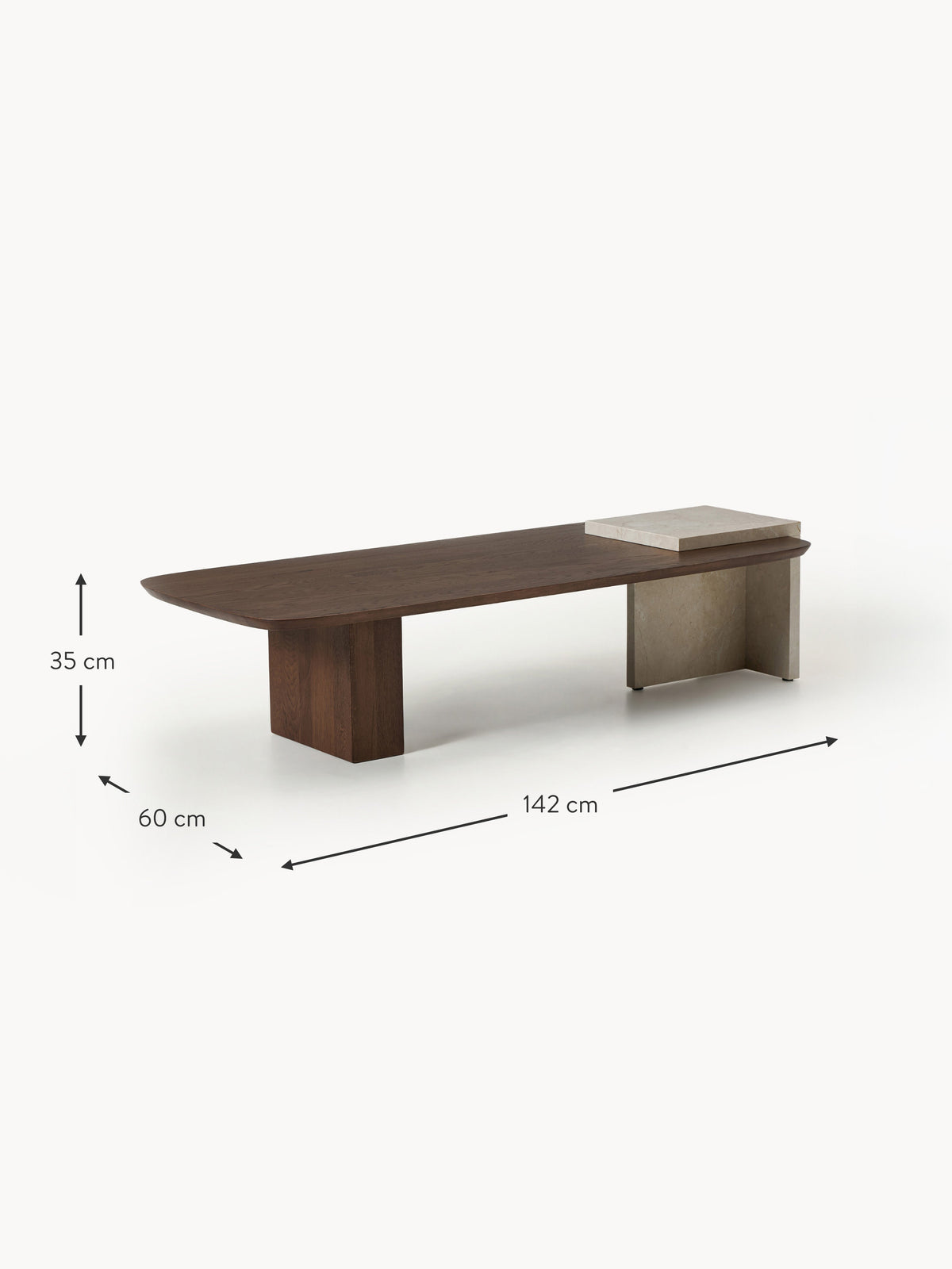 Naida Oak Wood and Marble Coffee Table