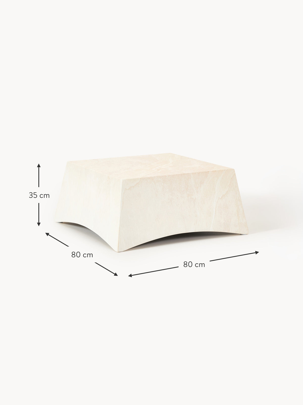 Mohi In- & Outdoor Coffee Table with Travertine Effect , W 80 cm