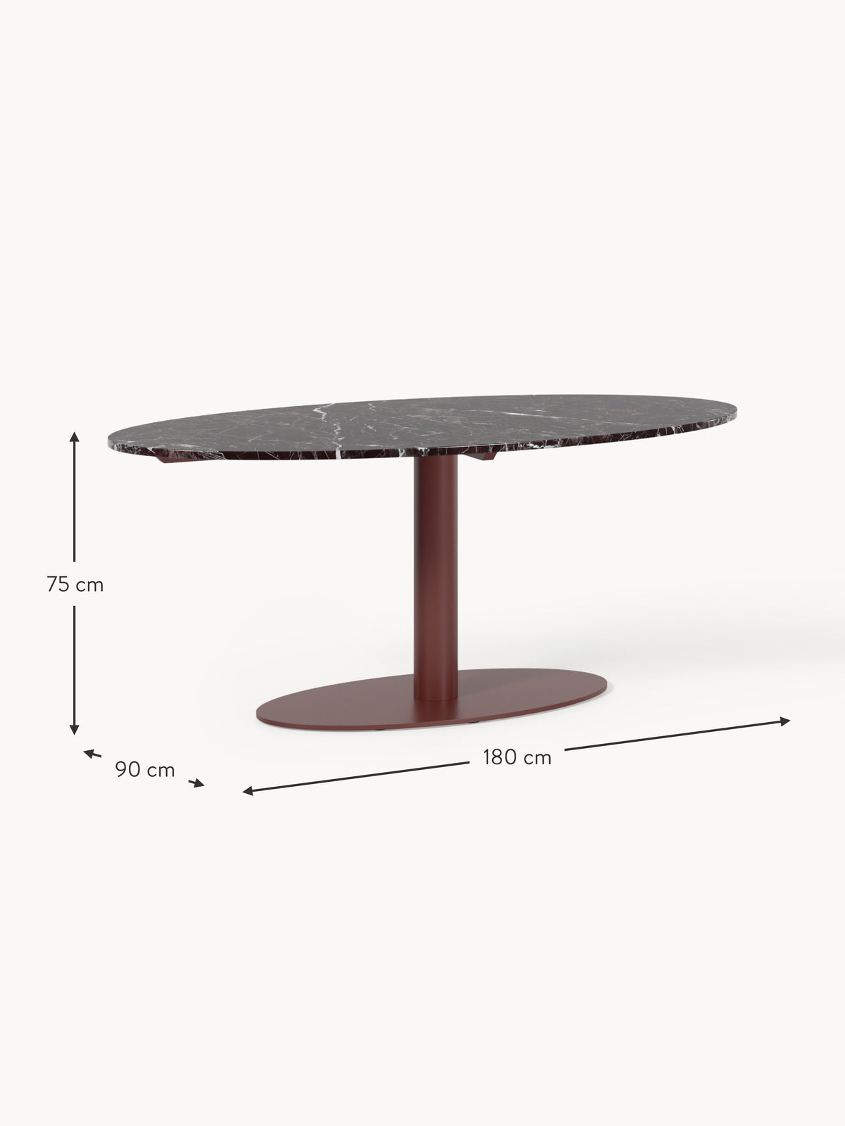 Miley Oval Marble Dining Table, 180 x 90 cm