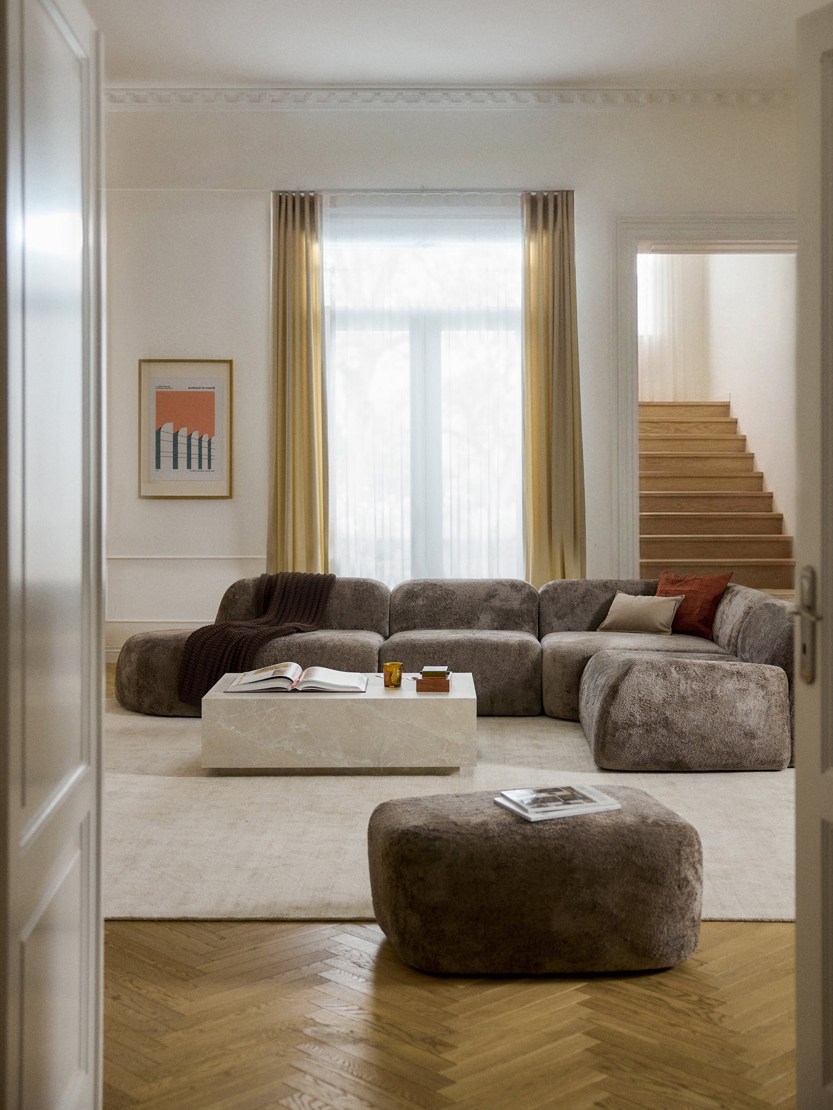 Wolke XL Modular Teddy Bouclé Corner Sofa with Chaise End