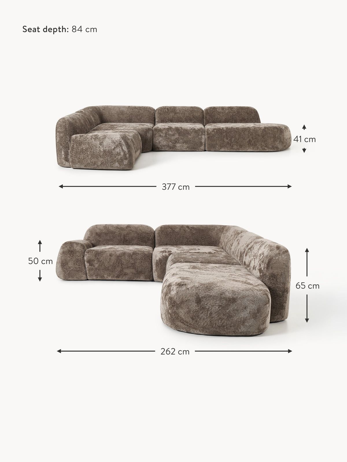 Wolke XL Modular Teddy Bouclé Corner Sofa with Chaise End