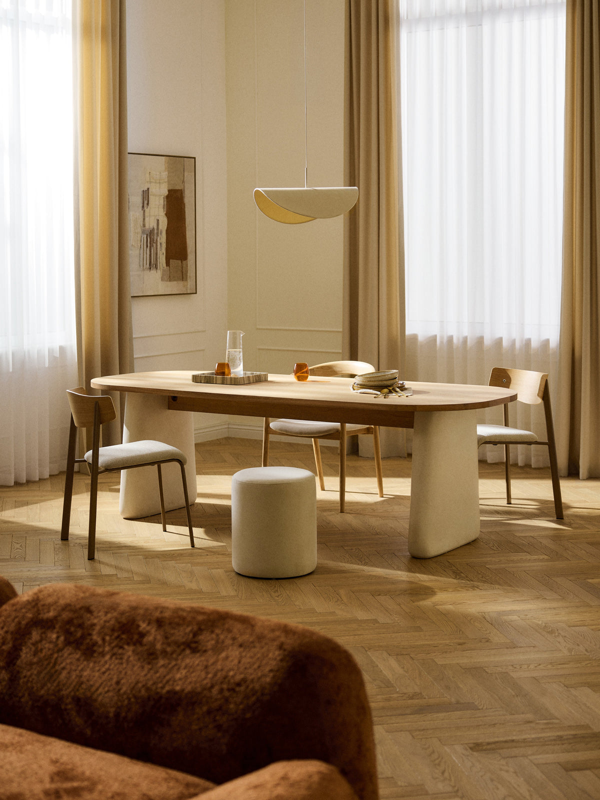 Dune Oval Oak Wood Dining Table, in various sizes