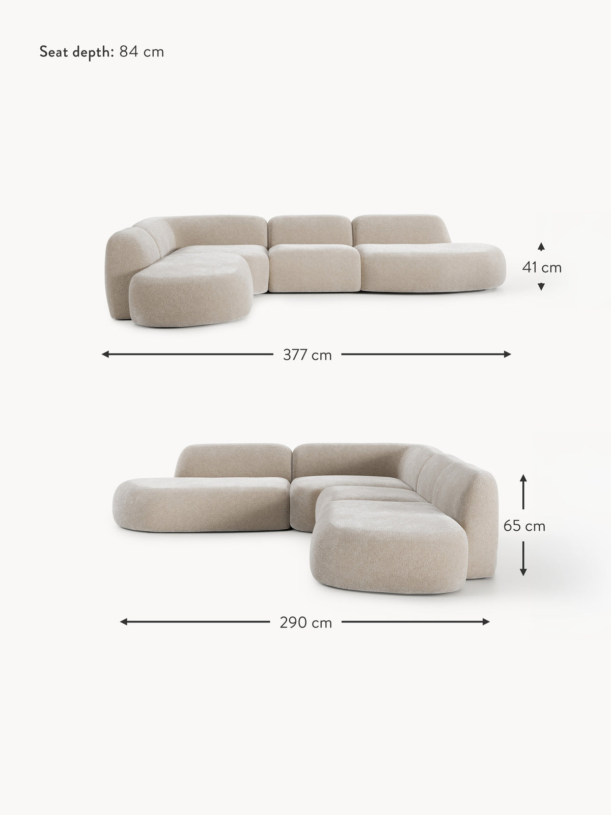 Wolke XL Modular Corner Sofa with Chaise Ends