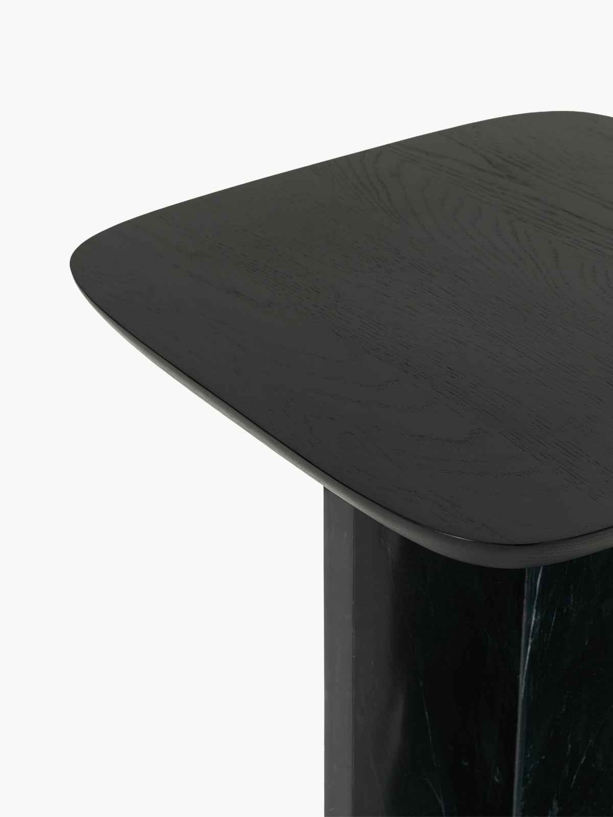 Naida Oak Wood and Marble Side Table