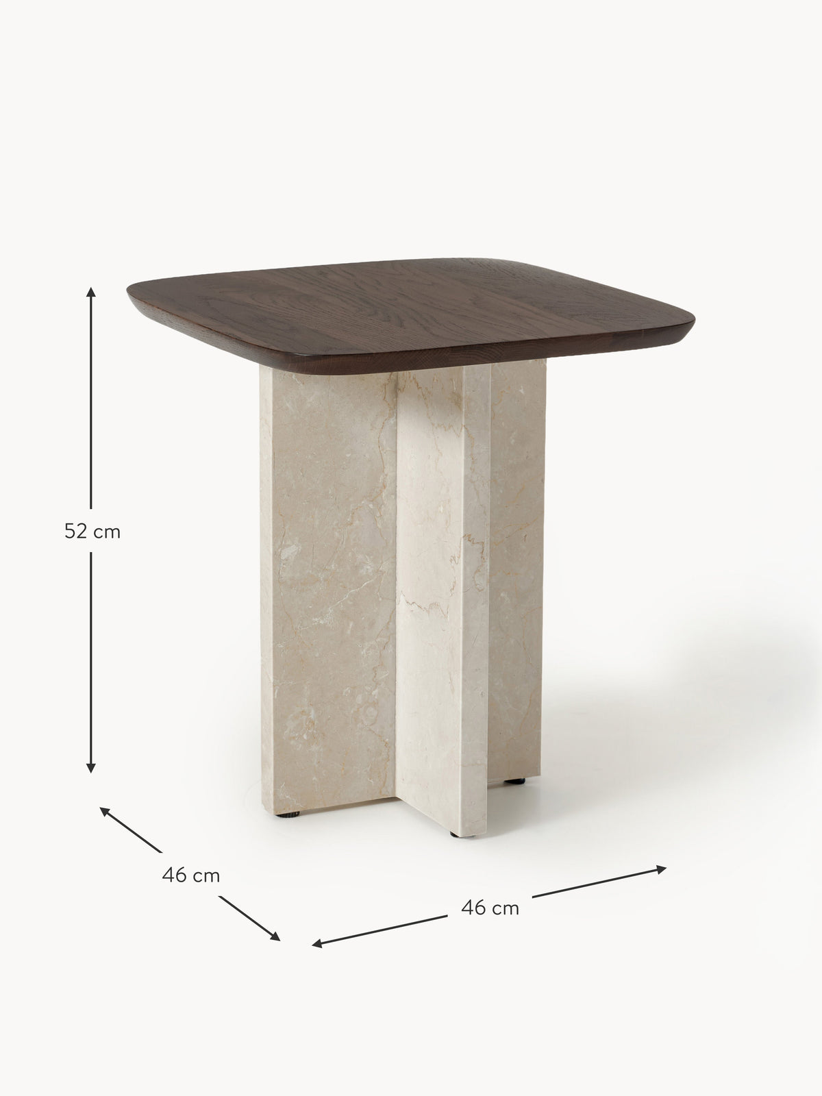 Naida Oak Wood and Marble Side Table