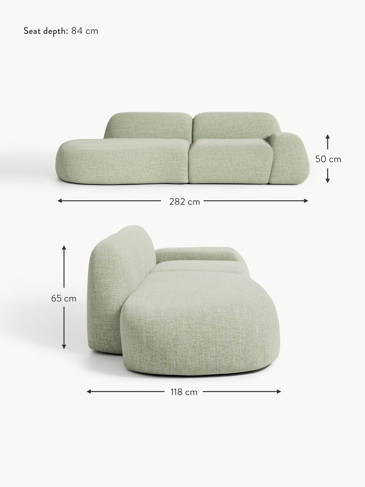 Wolke Modular Bouclé Chaise (3-seater)