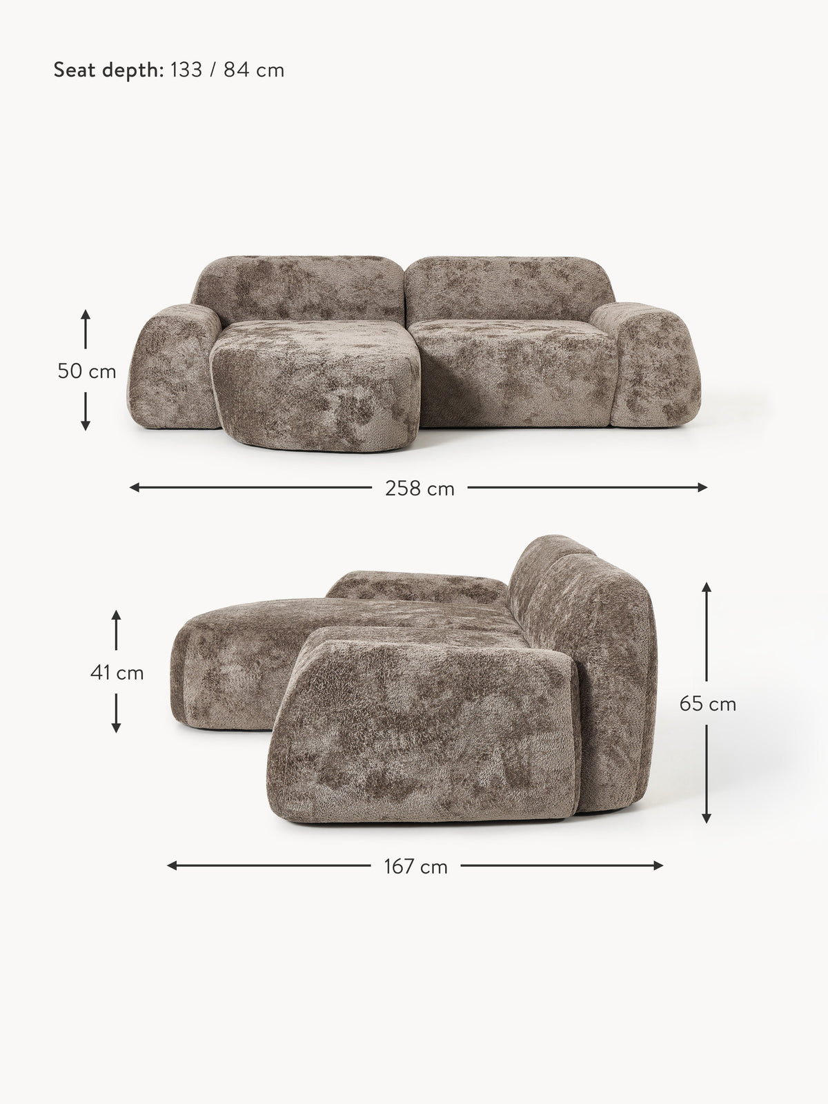 Wolke Modular Teddy Bouclé Corner Sofa (3-seater)