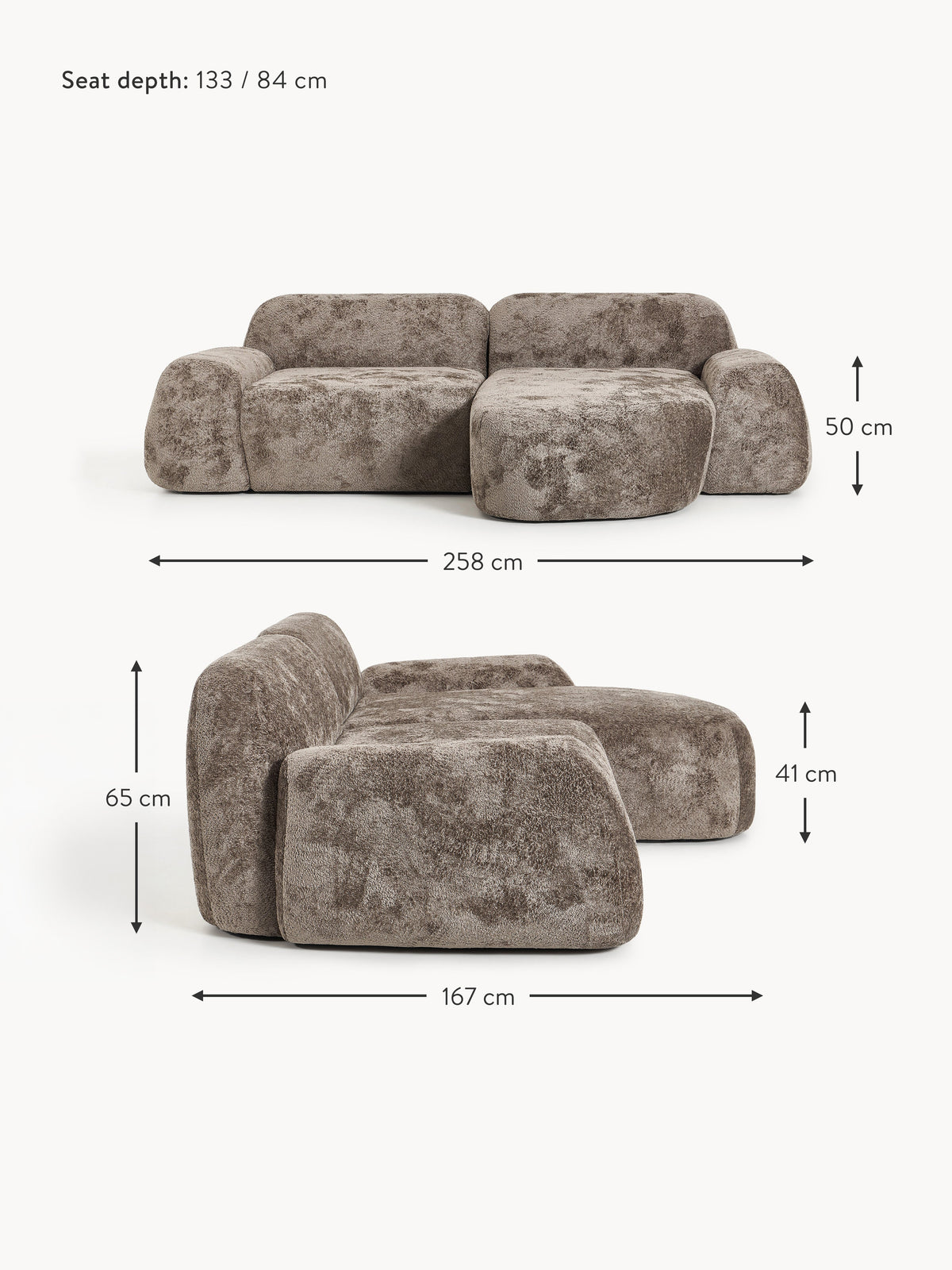 Wolke Modular Teddy Bouclé Corner Sofa (3-seater)