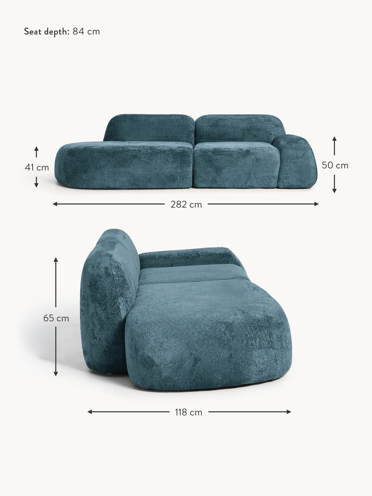 Wolke Modular Teddy Bouclé Chaise (3-seater)