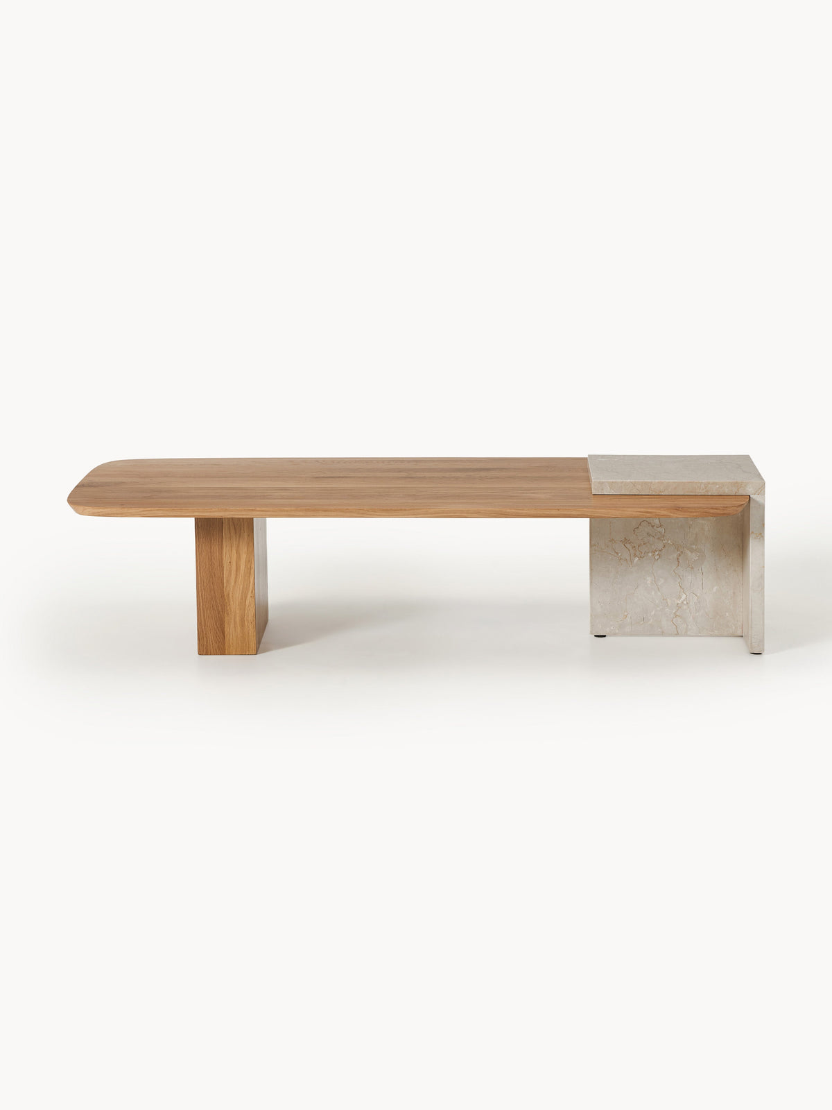 Naida Oak Wood and Marble Coffee Table