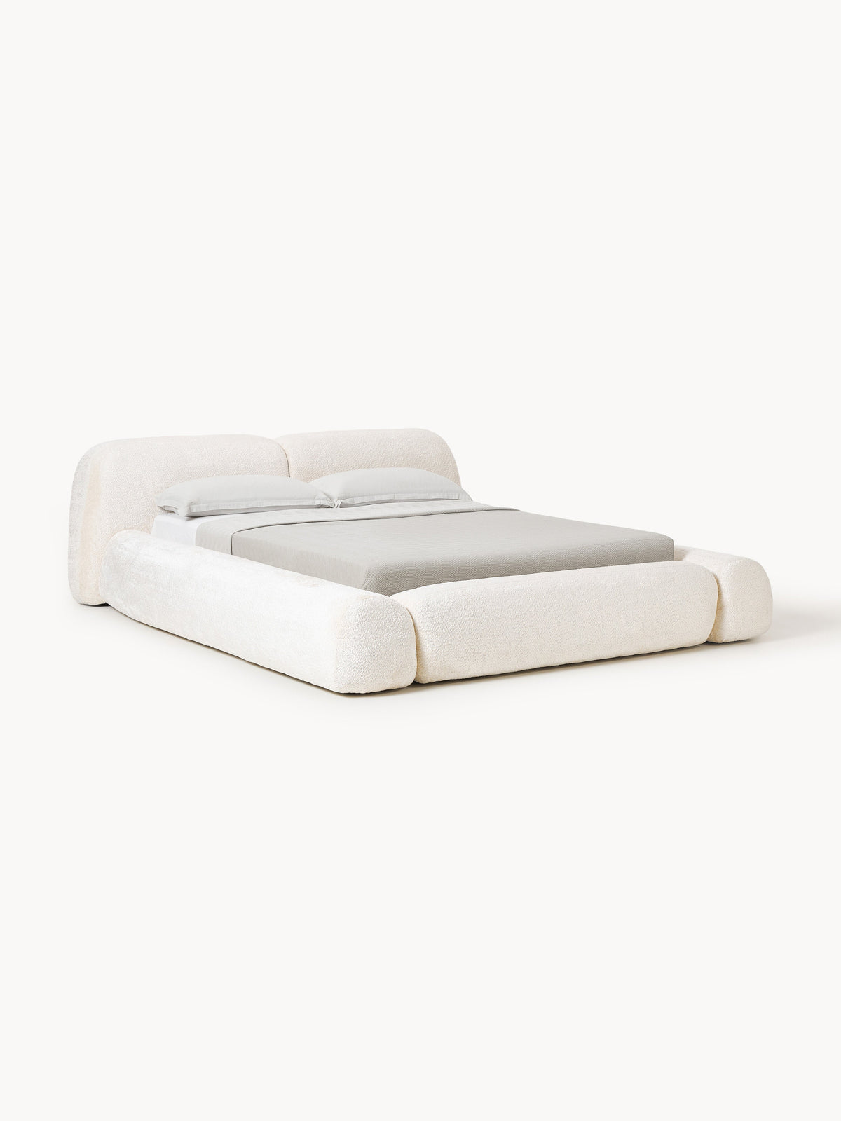 Gallery image 1 - Upholstered Teddy Bouclé Bed Wolke with Storage