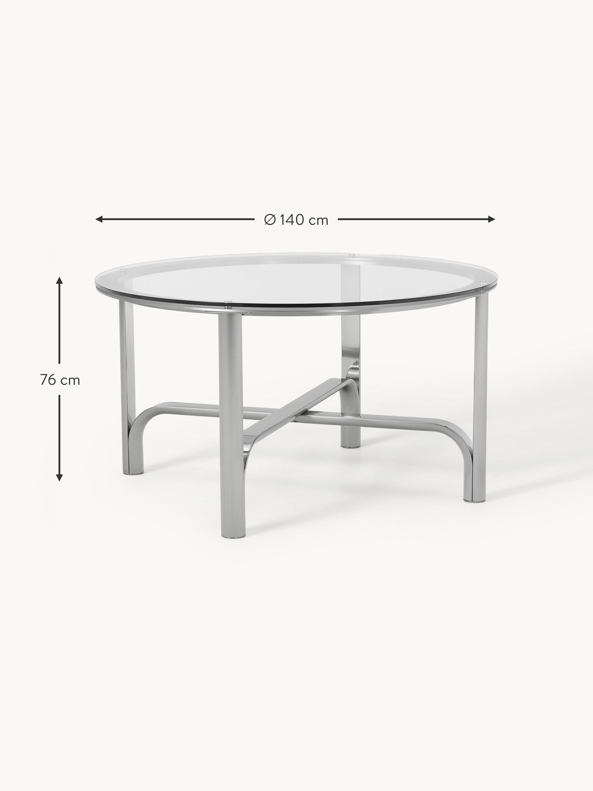 Neil Round Dining Table with Glass Top, in various sizes