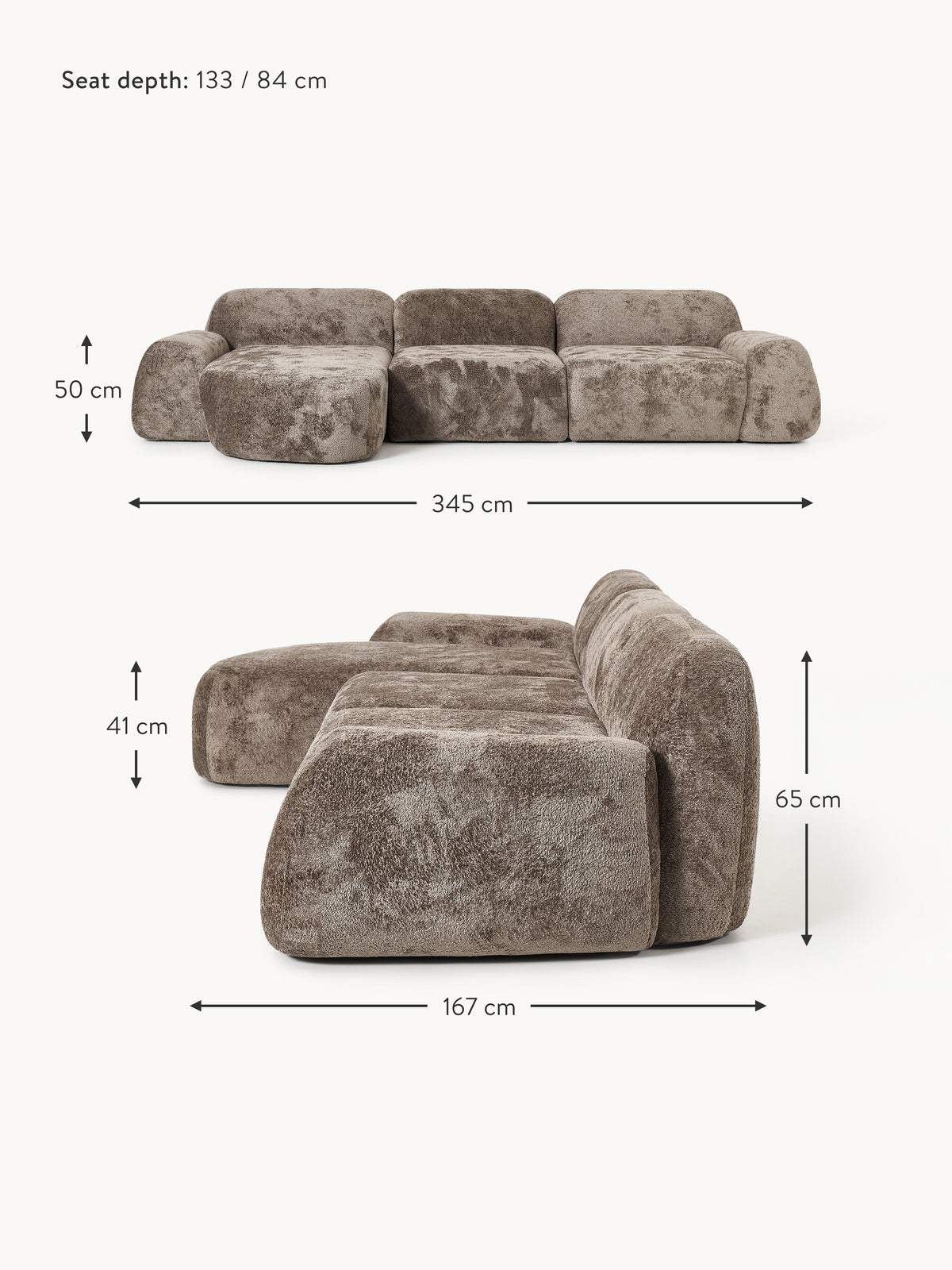 Wolke Modular Teddy Bouclé Corner Sofa (4-seater)