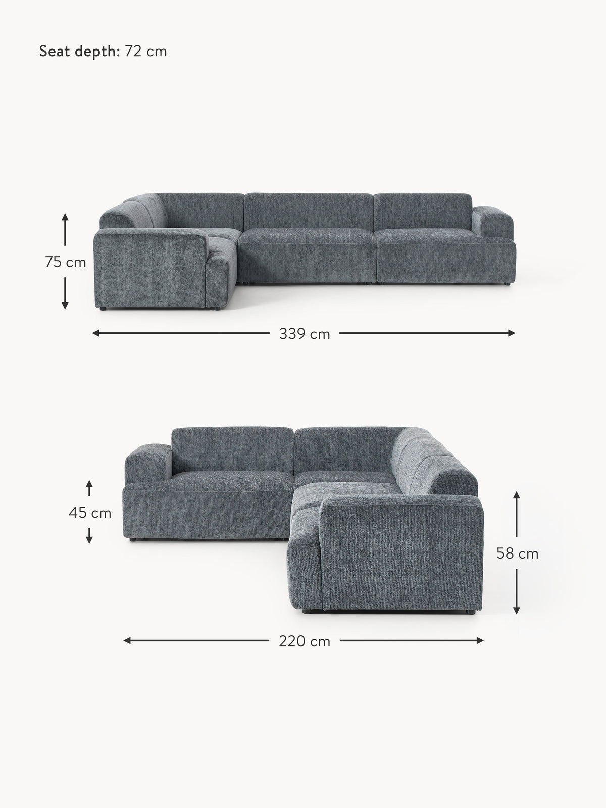 Melva Large Corner Sofa (4-seater)