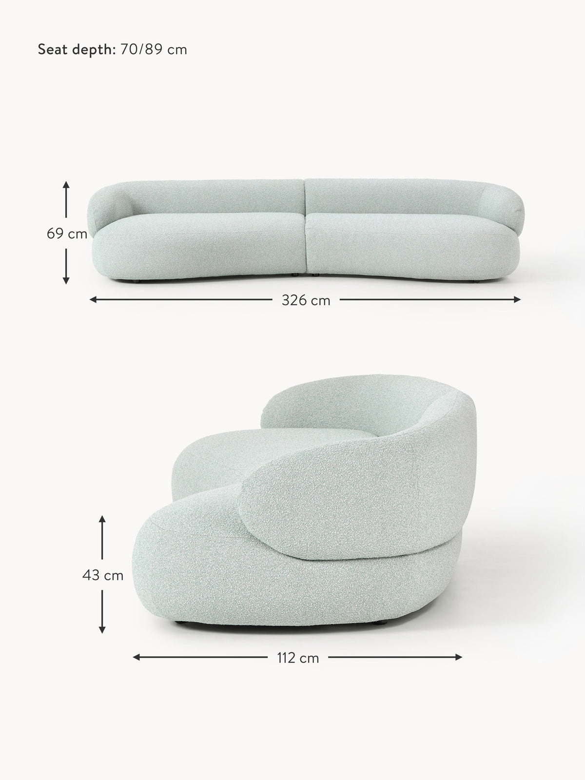 Alba Bouclé Sofa (4-seater)