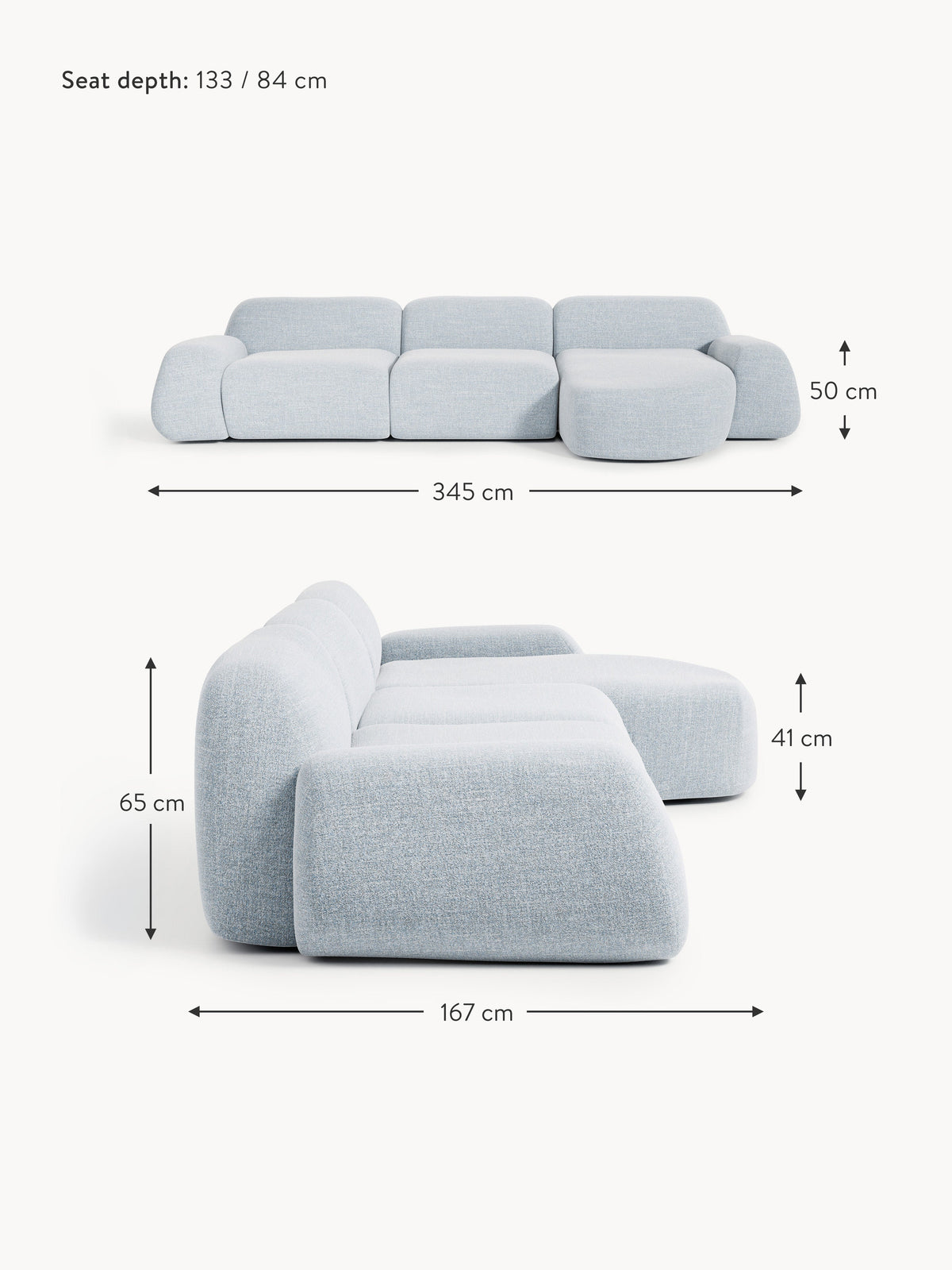 Wolke Modular Bouclé Corner Sofa (4-seater)