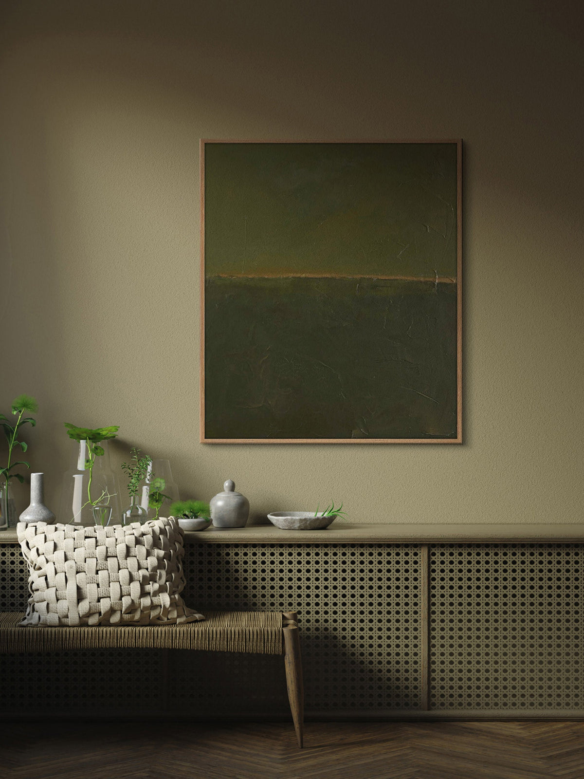 Green Hand-Painted Canvas Art Edge