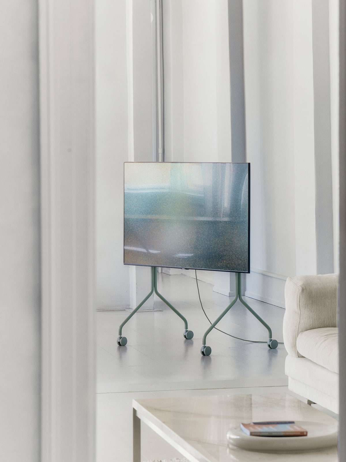Tall TV Stand Moon Rollin' with Wheels