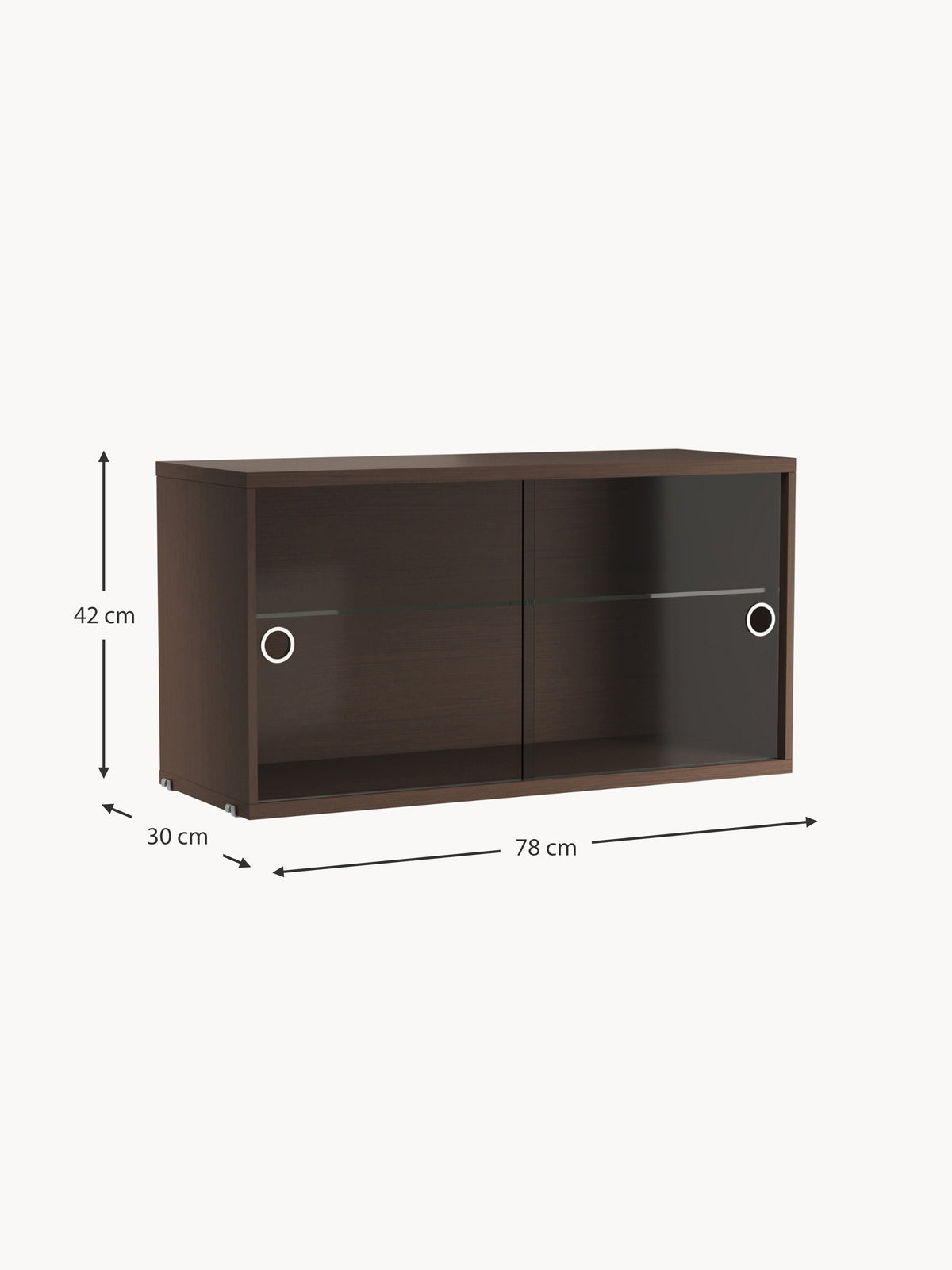 Display Cabinet String System with Sliding Glass Doors, W 78 x D 30 cm
