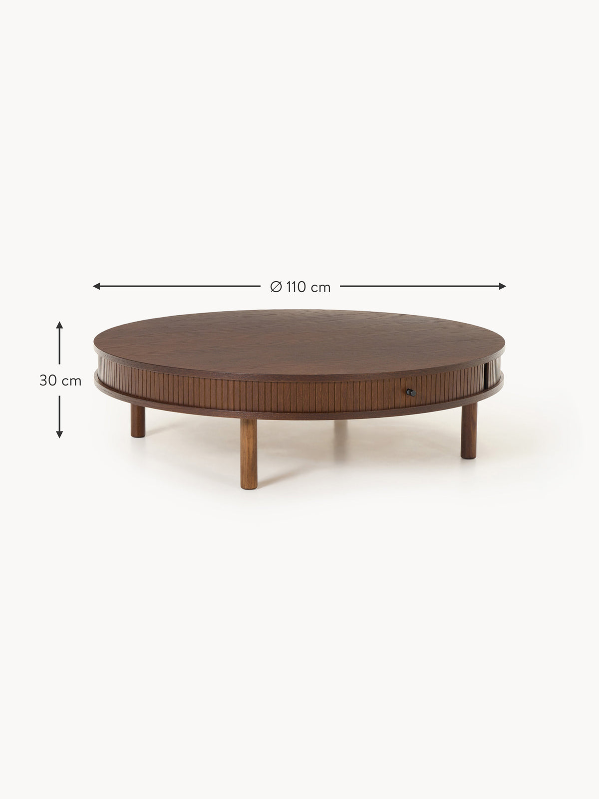 Calary Coffee Table with Fluted Front, Ø 110 cm