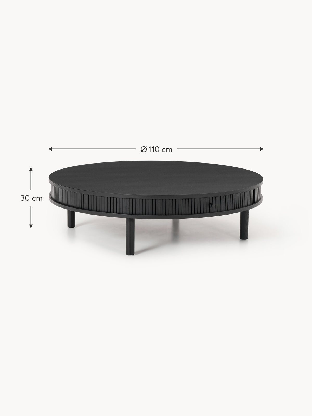 Calary Coffee Table with Fluted Front, Ø 110 cm